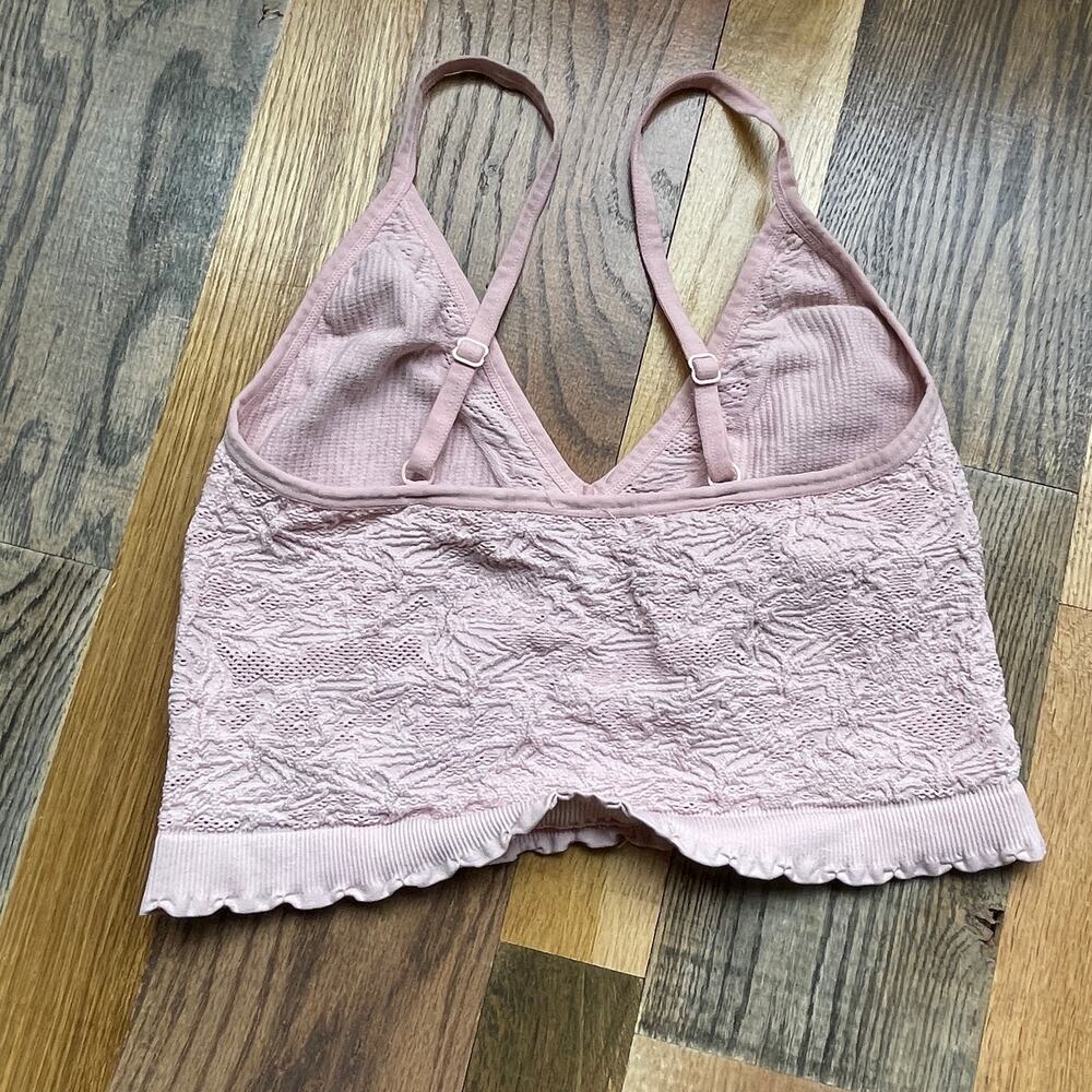 Intimately Free People XXL Pink Lace Longline Bralette Wireless Bra